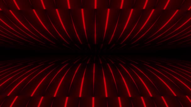 Анімовані Tech Червоний Колір Світиться Неоновими Футуристичними Технологічними Лініями Чорному — стокове відео