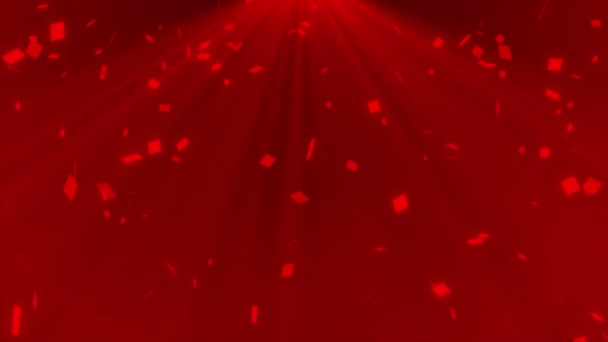 Animowane Piękne Świecące Czerwone Cząsteczki Spadające Jasnym Światłem Optycznym Tła — Wideo stockowe