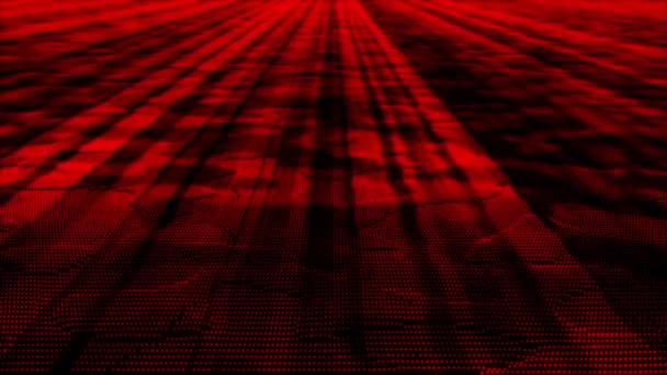 Partículas Fluxo Dados Digitais Cor Vermelha Animadas Tecnologia Cibernética Fundo — Vídeo de Stock