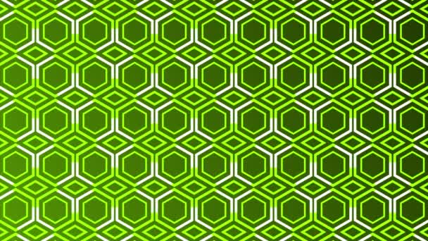 Lignes Blanches Animées Déplaçant Sur Motif Hexagonal Fond Couleur Vert — Video