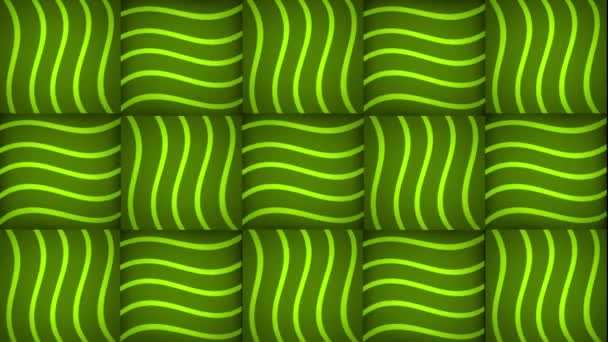 Tegole Quadrate Digitali Colore Verde Lime Animate Sfondo Con Strisce — Video Stock