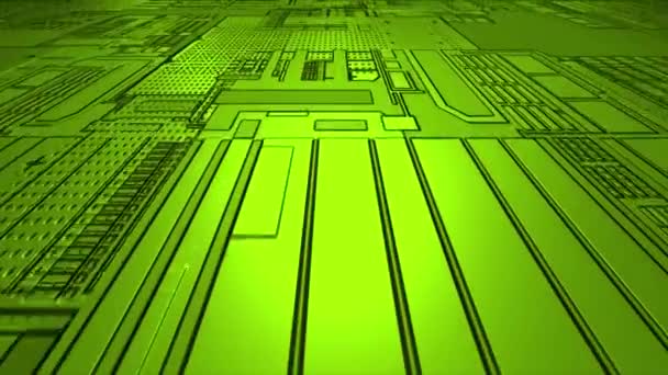 Animerad Lime Grön Dator Chipset Mönster Futuristisk Teknik Bakgrund — Stockvideo