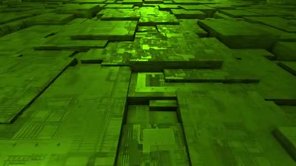 Animated Green Computer Chipset Pattern Futurious Technology Background — стоковое видео