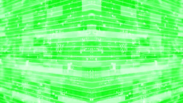 Анимированный Зеленая Полосатая Коробка Шаблон Перемещения Технологии Киберпространства Фон — стоковое видео