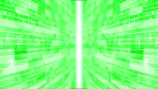 动画3D绿色条纹盒模式移动技术3D网络空间光线 — 图库视频影像