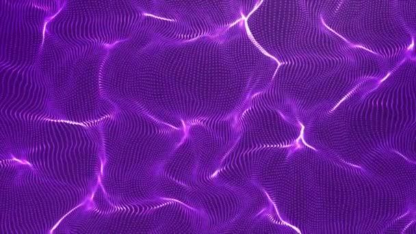 Анімовані Абстрактні Хвилі Цифрових Частинок Світяться Фоні Кіберпростору Кібер Або — стокове відео