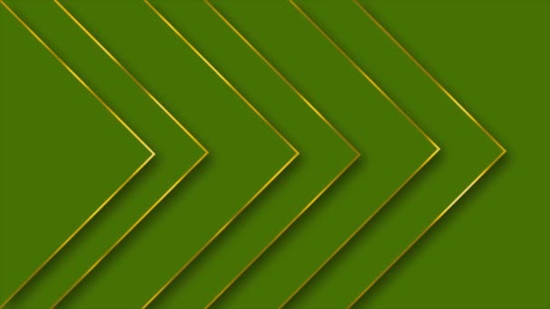 金色のストライプ ゴールデンラインのラグジュアリーな背景を持つアニメーション抽象三角形 — ストック動画