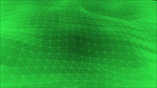 Animated Green Color Mesh Connecting Dots Lines Futuristic Technology Background — Stok Video