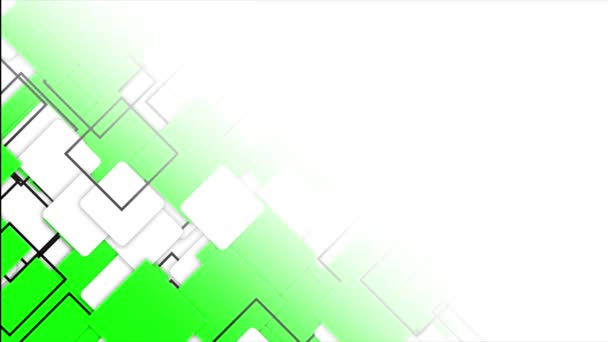 Animatie Eenvoudige Futuristische Bewegende Groene Vierkanten Gradiënt Geometrische Witte Achtergrond — Stockvideo