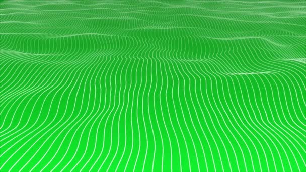 アニメーション3Dグリーンカラースローモーショングリーンバックグラウンドの垂直ストリップラインを振る — ストック動画