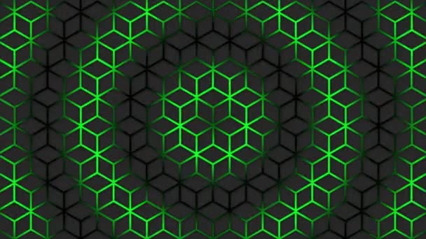 Onda Verde Circular Animada Moviéndose Sobre Fondo Futurista Forma Hexagonal — Vídeos de Stock
