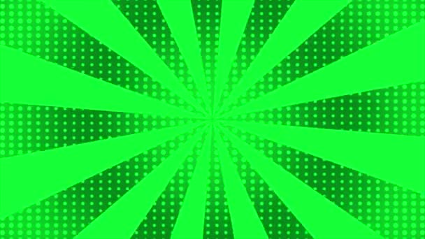 Animado Estilo Cômico Moderno Central Concentrado Linhas Rotativas Verde Futurista — Vídeo de Stock