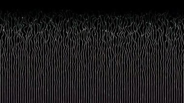 Canlandırılmış parlak paralel çizgiler veya çizgiler siyah arkaplan üzerinde dalgalı desenler, parlak çizgiler koyu arkaplan
