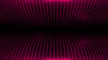 Animasyon yüksek teknoloji magenta kırmızı kare desenli fütüristik teknoloji ızgarası siyah arkaplan üzerinde