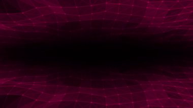 Animasyon yüksek teknoloji çizgileri ve noktalar siyah arkaplan üzerinde yavaşça ilerleyen fütüristik pleksus deseni