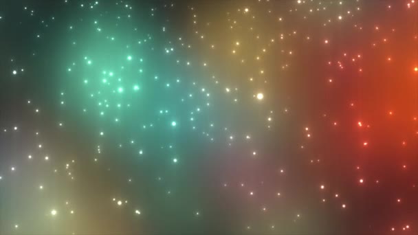 动感五彩斑斓的发光体颗粒梯度抽象背景 未来主义下落的闪光颗粒环状可调背景 — 图库视频影像