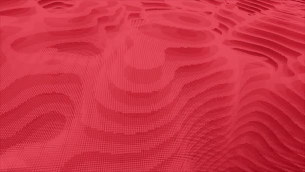 Animované Tech Červené Kruhové Tečky Topografie Futuristické Pozadí Částice Geometrické — Stock video