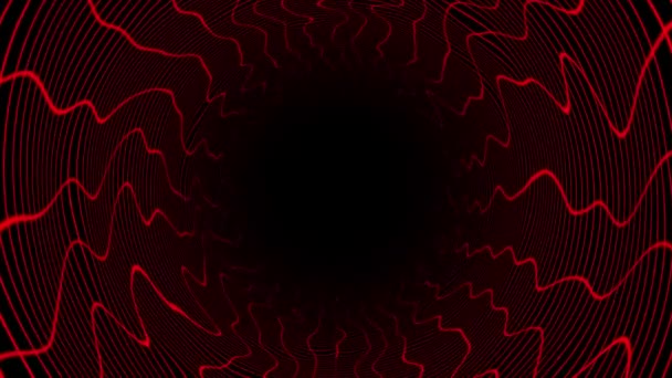 Animatie Rode Kleur Cilindrische Tech Futuristische Abstracte Tunnel Cyberspace Achtergrond — Stockvideo