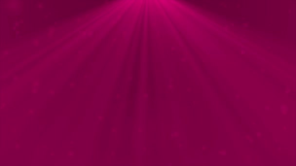 明るい光線の背景で落ちるアニメーション美しいクラシーマゼンタ赤い粒子 — ストック動画