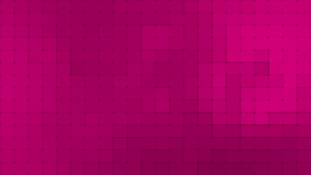 アニメーション シンプルでクラシックなピクセル化された正方形の箱パターン ライン マゼンタ赤色 最小限の幾何学的背景 — ストック動画