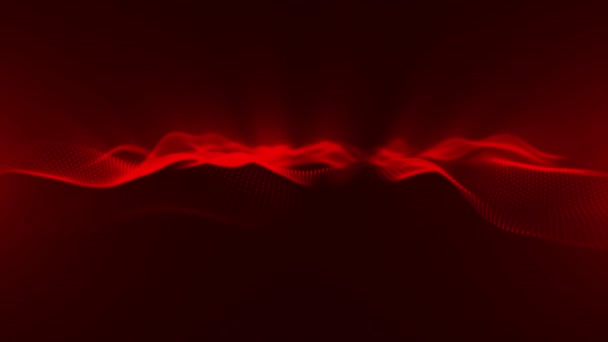 Animated Magenta Red Color Particles Wave Cyber Technology Background Animación — Vídeo de stock