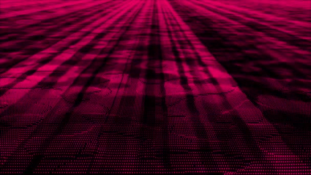 アニメーションマゼンタ赤色デジタルデータフロー粒子サイバー技術未来的な背景 Sfデジタル粒子の背景 — ストック動画