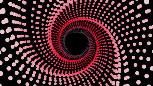 Animowane Sci Futurystyczne Okrągłe Kropki Tech Obracające Się Tło Tunelu — Wideo stockowe
