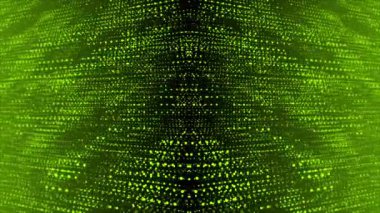 Animasyon kireç yeşili soyut fütüristik siber uzay teknolojisi arka planı. Bilim kurgu parçacıkları arkaplanı