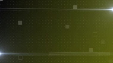 Animasyon yeşil soyut geometrik şekiller optik fişekler teknoloji arka planı, ızgara dokusu teknoloji arka planı