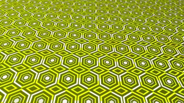 Animated White Lines Moving Hexagonal Pattern Lime Green Color Background — Stock Video