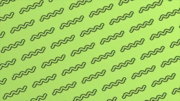 Κινούμενα Μικροσκοπικά Γεωμετρικά Σχήματα Squiggly Πάνω Από Ασβέστη Πράσινο Φόντο — Αρχείο Βίντεο