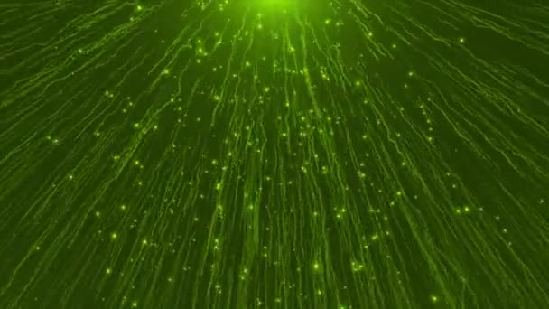 Geanimeerde Kalk Groene Meteoor Douche Golvende Deeltjes Vallen Met Sprankelende — Stockvideo