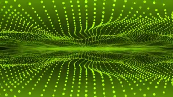 Κινούμενα Πράσινα Σωματίδια Ασβέστη Ροή Ρευστά Κύματα Φόντο Αφηρημένο Φόντο — Αρχείο Βίντεο