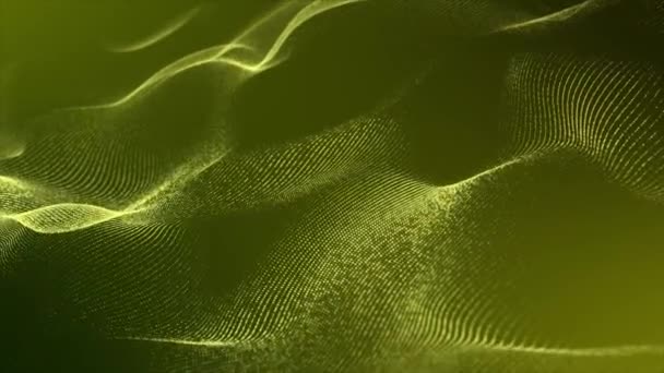 Animated Lime Green Color Digital Particle Wave Cyberspace Abstract Background — Stock Video