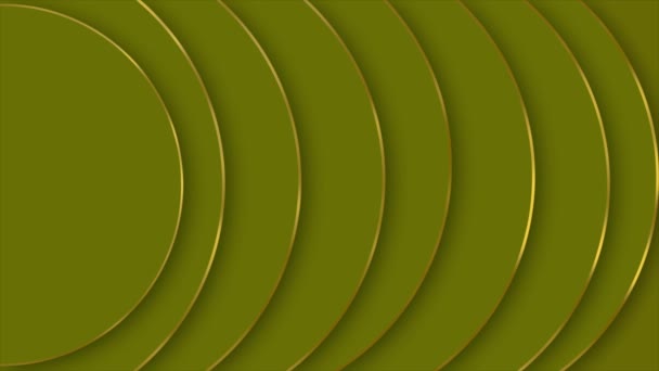 ゴールデンストライプでアニメーションされた抽象的な半円形 ゴールデンラインラグジュアリーな背景 — ストック動画