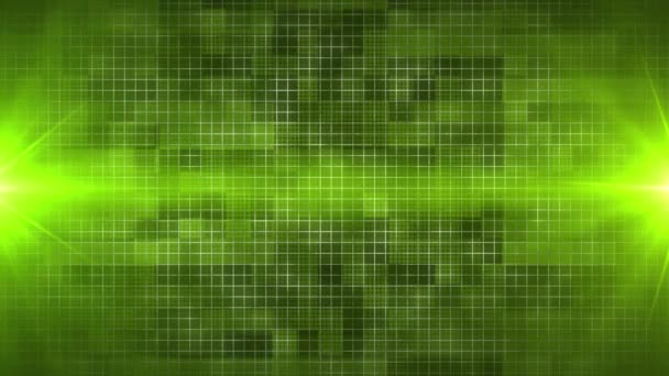 Animado Cal Verde Abstrato Formas Geométricas Com Flares Ópticos Tecnologia — Vídeo de Stock