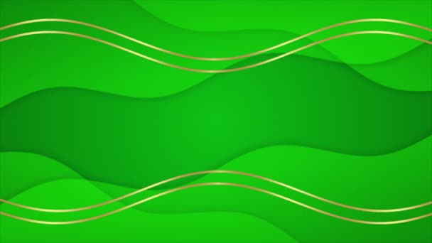 Animated Lime Green Golden Abstract Geometric Motion Techology Background Seamless — Stock Video