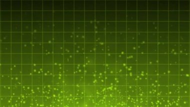 Canlandırılmış Soyut Gelecek Teknolojisi Parçacıkları arka plan, kireç yeşil parçacıkları ve şebeke arka planı