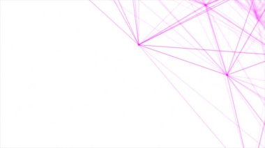 Canlandırılmış pembe renk çizgileri yapısal fütüristik arkaplan, pleksus çizgileri ve noktalar gibi ağ oluşturuyor.