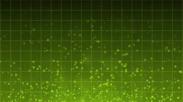 Animato Astratto Futuristica Tecnologia Particelle Sfondo Verde Lime Particelle Griglia — Video Stock