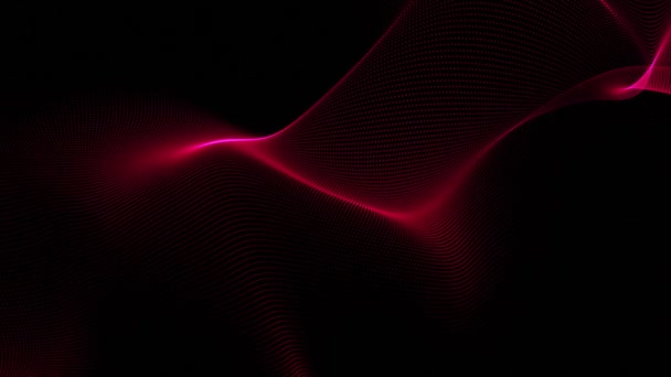 アニメーション 抽象的な光るライン 粒子波の暗い背景 抽象パターン 未来的なハイテクパーティクル — ストック動画