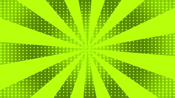Animatie Moderne Komische Stijl Centrale Geconcentreerde Draaiende Lijnen Limoen Groene — Stockvideo