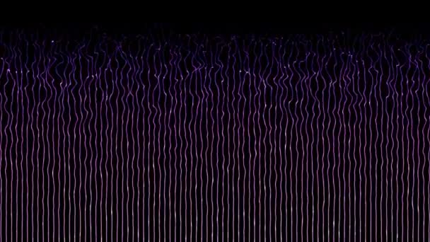 Geanimeerde Glanzende Parallelle Lijnen Strepen Bewegende Golvende Patroon Zwarte Achtergrond — Stockvideo