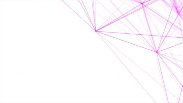 动感的简单粉红色线形成网状结构的未来主义背景 丛线和圆点背景 — 图库视频影像