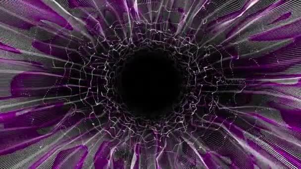 黒い背景 未来的なダークトンネル技術の背景のアニメーション抽象ハイテクSfウィッグリングパラレルライン — ストック動画
