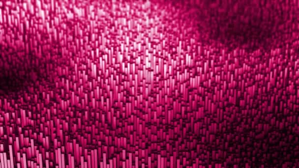波パターン未来幾何学的背景を形成するアニメーションマゼンタ赤色3D長方形 — ストック動画