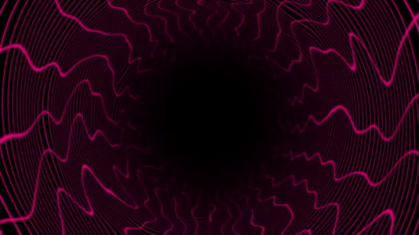 网络空间背景下动画洋红色3D圆柱形高科技未来抽象隧道 — 图库视频影像