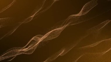 Siber uzay soyut arkaplan, siber arkaplan veya teknoloji arka planında canlandırılmış sarı renkli köşegen parçacık dalgası