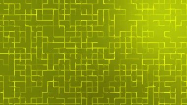 Canlandırılmış sarı soyut geometrik şekiller teknoloji arka planı, ızgara dokusu teknoloji arka planı