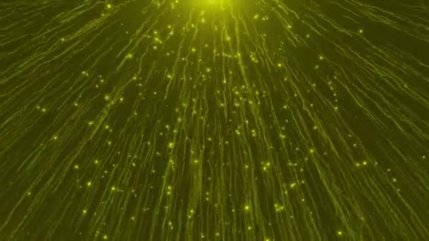 Animado Amarillo Lluvia Meteoritos Partículas Onduladas Que Caen Con Partículas — Vídeos de Stock